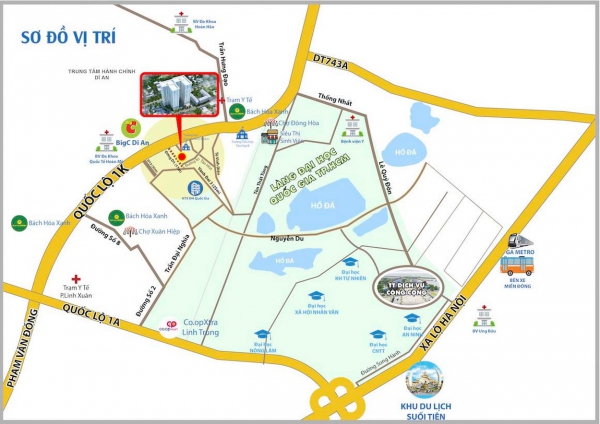 Vị trí căn hộ Bcons Green View