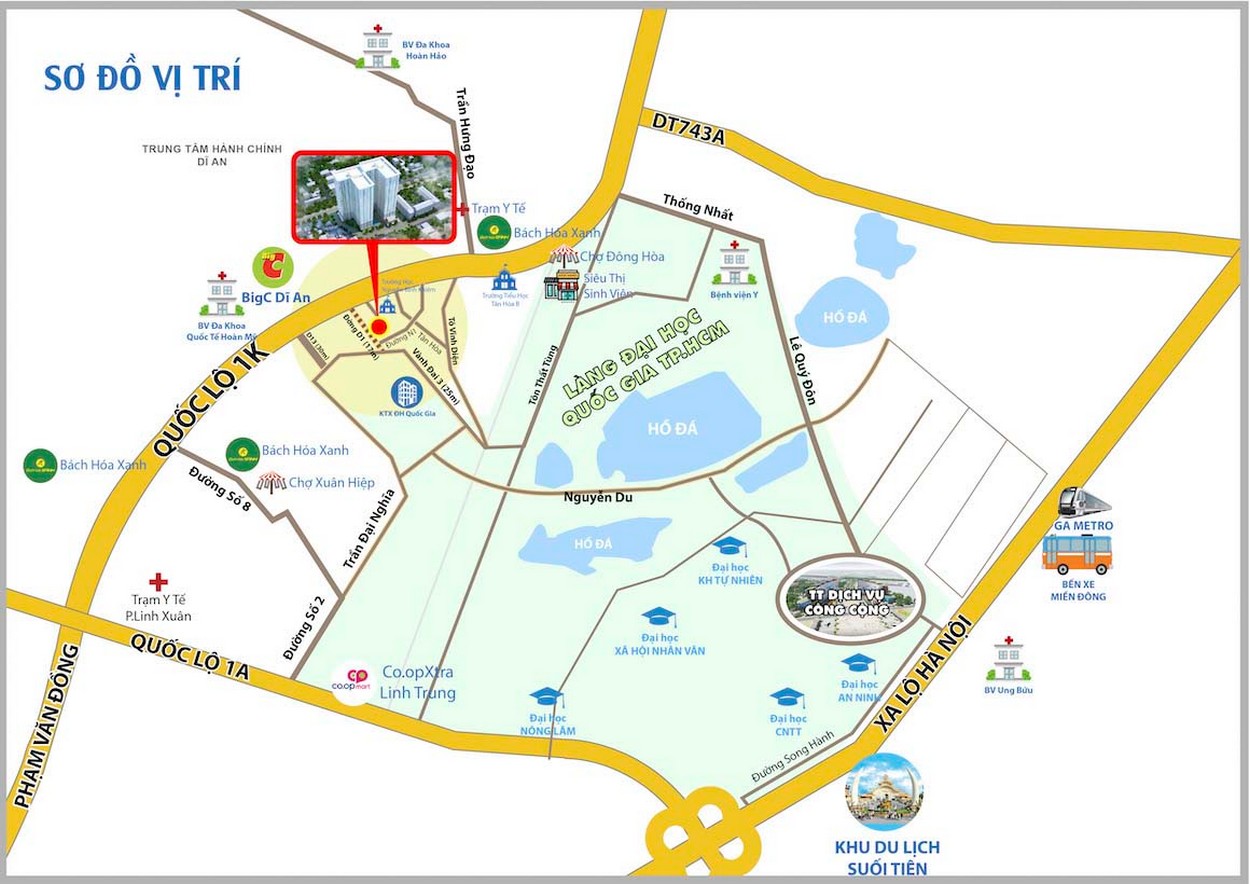 Vị trí căn hộ Bcons Green View
