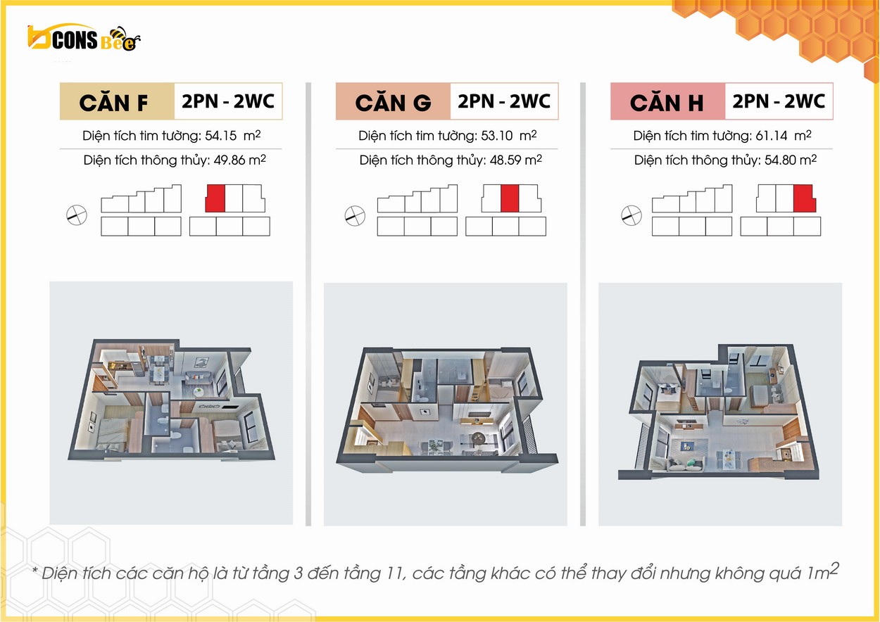 Thiết kế căn hộ F G H dự án Bcons Bee Bình Dương