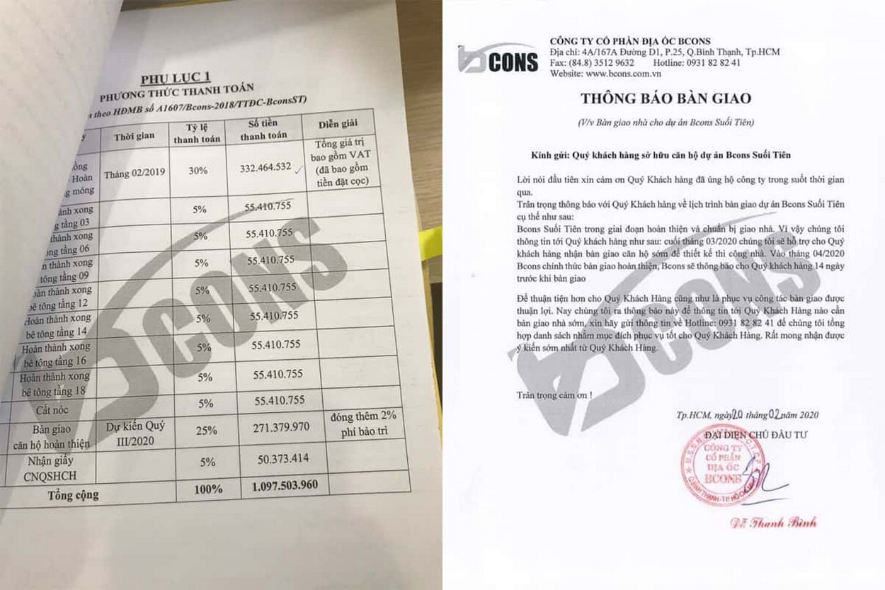 Giá bán căn hộ Bcons Suối Tiên Bình Dương