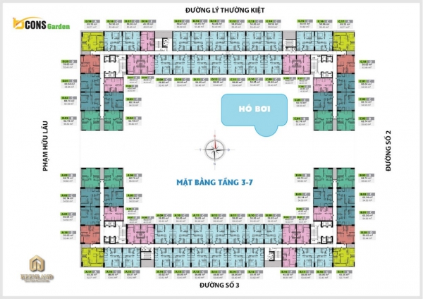 Mặt bằng căn hộ Bcons Garden tầng 3-7