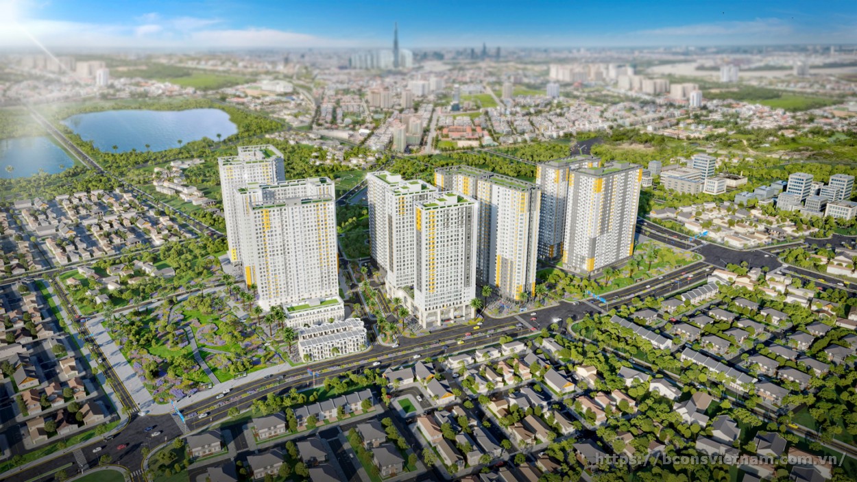 Khu phức hợp Bcons City quy mô 4,4ha gồm 6 tháp căn hộ nằm ngay khu vực cửa ngõ Tp.Thủ Đức – Tp.Dĩ An tại khu vực Làng Đại học Quốc gia Tp.HCM.