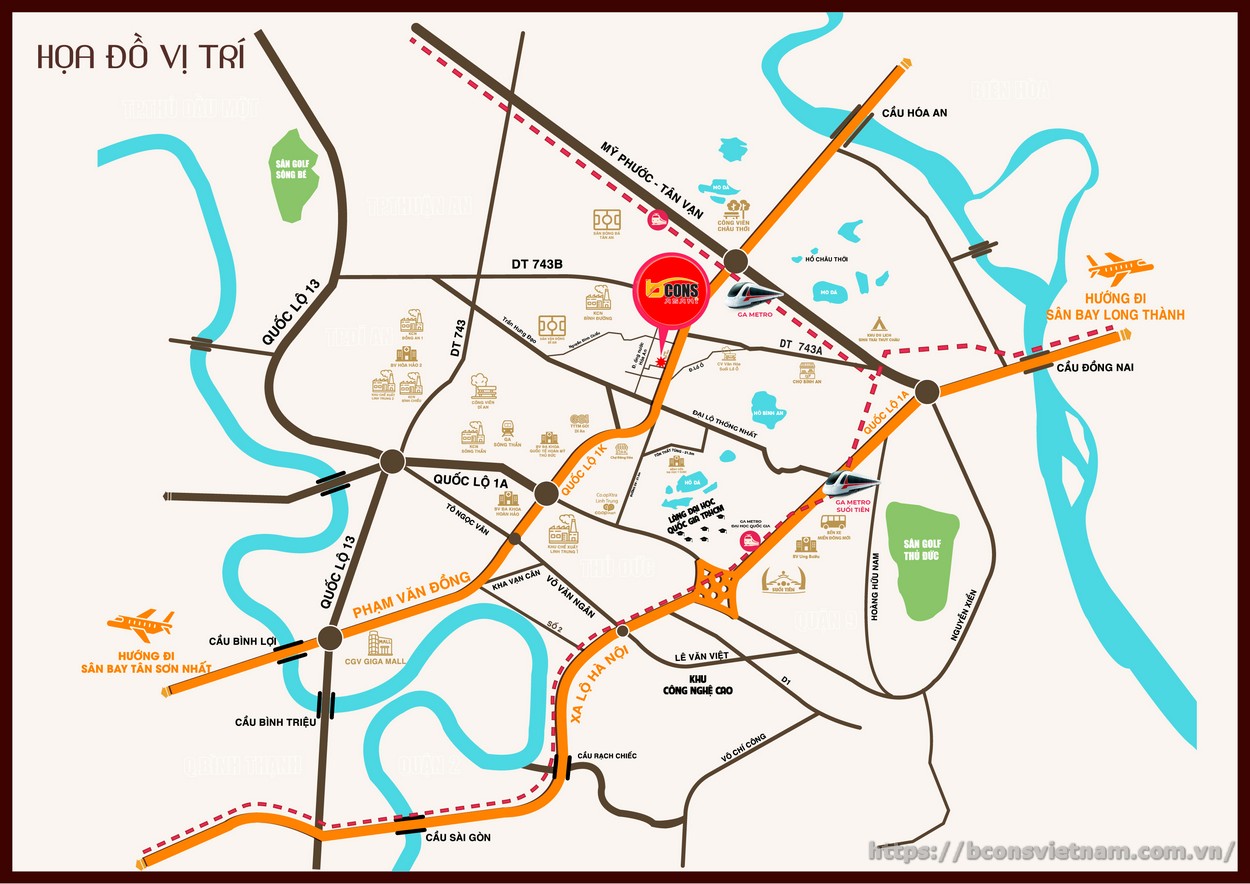 Sơ đồ vị trí Bcons Asahi
