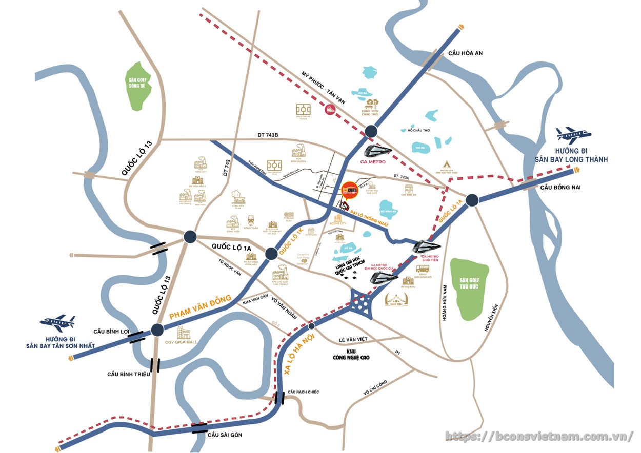 Họa đồ vị trí Bcons Center City